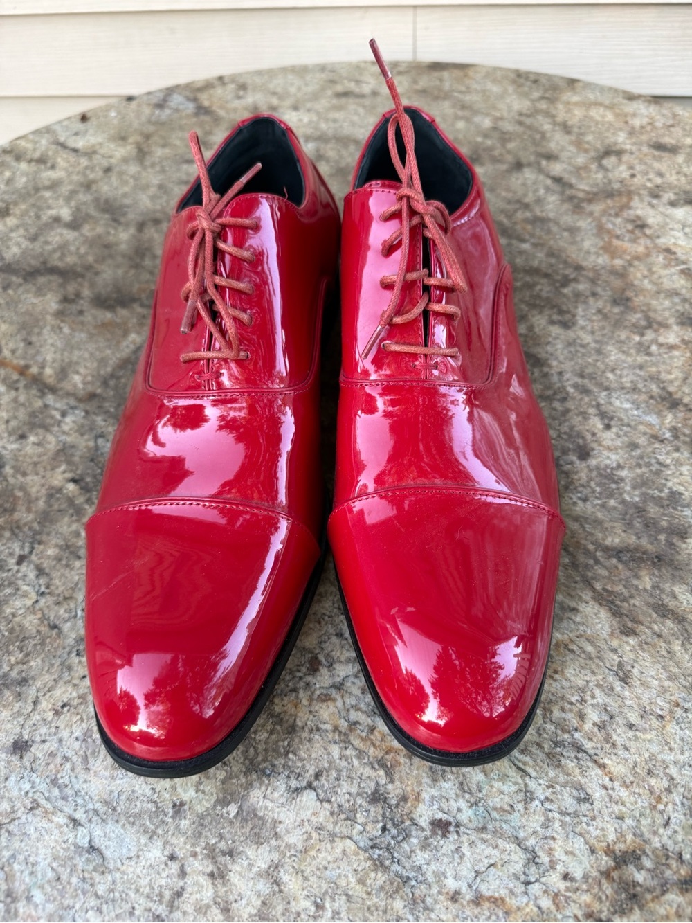 Men's Red Patent Leather Lace-Up Derby Oxfords